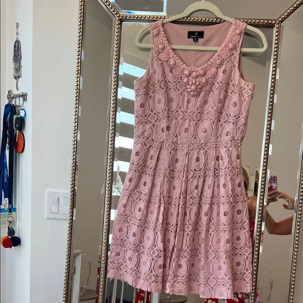 Ronni Nicole Blush Lace Mini Dress - Picture 1 of 6